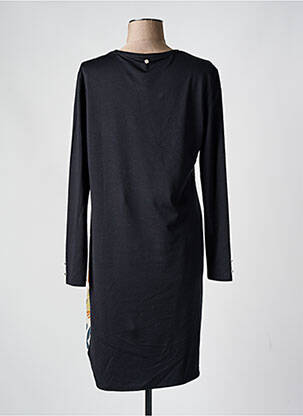 Robe mi-longue imprimé fantaisie manches longues noir THALASSA femme