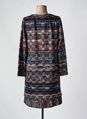 Robe mi-longue imprimé fantaisie manches longues noir SOGGO femme