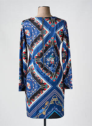 Robe courte fermeture zippée au dos manches longues bleu 101 IDEES femme