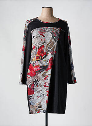 Robe courte manches longues manches longues noir KALISSON femme