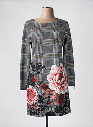 Robe courte fermeture zippée au dos manches longues noir 101 IDEES femme