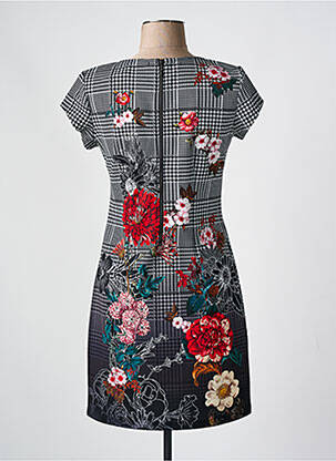 Robe courte fermeture zippée au dos manches courtes noir 101 IDEES femme