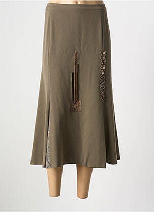 Jupe longue fermeture zippée au dos vert FRANCE RIVOIRE femme