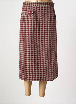 Jupe mi-longue coupe droite rouge CASTILLE femme