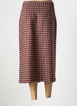 Jupe mi-longue coupe droite rouge CASTILLE femme