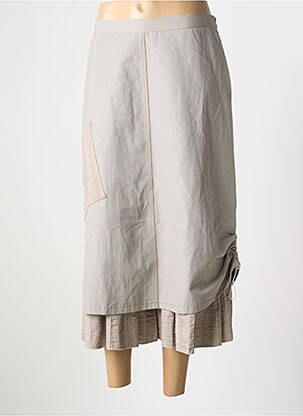 Jupe mi-longue coupe droite gris GEVANA femme