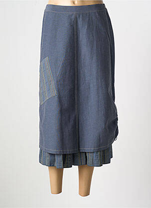 Jupe mi-longue coupe droite bleu GEVANA femme