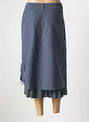 Jupe mi-longue coupe droite bleu GEVANA femme