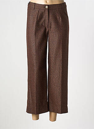 Pantalon 7/8 tissage popeline taille normale marron LUCCHINI femme