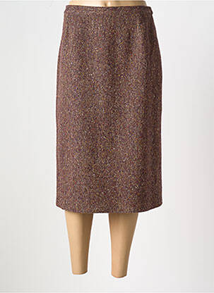 Jupe mi-longue coupe droite marron FRANCE RIVOIRE femme