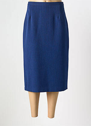 Jupe mi-longue coupe droite bleu FRANCE RIVOIRE femme