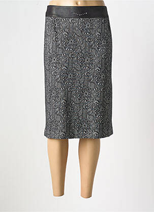 Jupe mi-longue coupe droite gris GEVANA femme