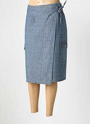 Jupe mi-longue coupe droite bleu STK femme