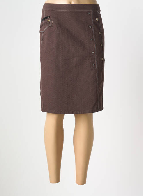 Jupe mi-longue marron LUCCHINI pour femme