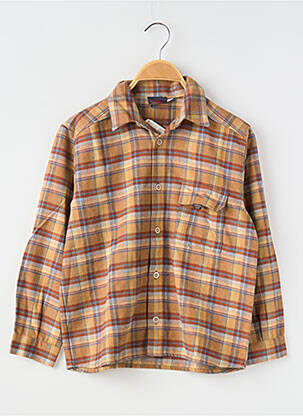 Chemise manches longues imprimé carreaux marron COUDEMAIL garçon