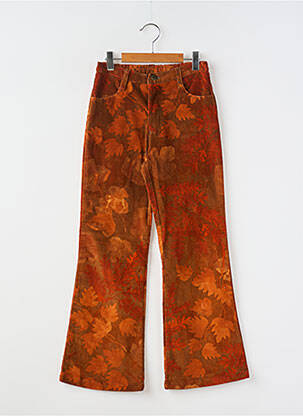 Pantalon droit tissage velours taille élastique orange GINKANA fille