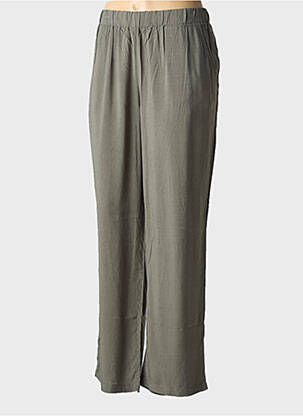 Pantalon droit tissage popeline taille normale vert ÉTYMOLOGIE femme