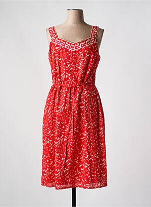Robe mi-longue imprimé fleurs fines bretelles rouge AGATHE & LOUISE femme