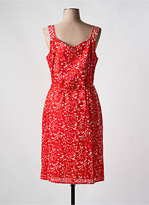 Robe mi-longue imprimé fleurs fines bretelles rouge AGATHE & LOUISE femme