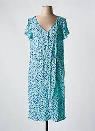 Robe mi-longue coupe fluide manches courtes bleu AGATHE & LOUISE femme