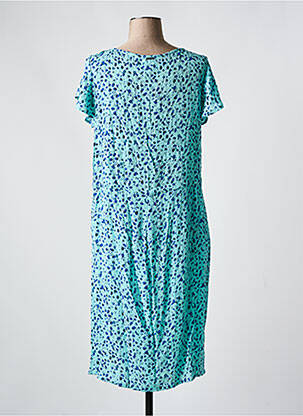 Robe mi-longue coupe fluide manches courtes bleu AGATHE & LOUISE femme