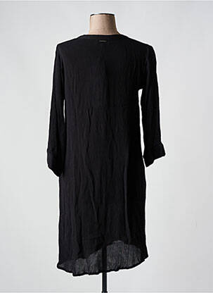 Robe mi-longue tissage crêpe manches longues noir AGATHE & LOUISE femme