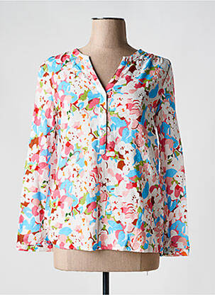 Blouse tissage popeline manches longues rose CHANON femme