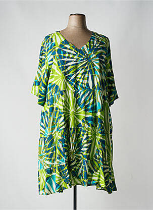 Robe mi-longue manches 3/4 manches 3/4 vert AGATHE & LOUISE femme