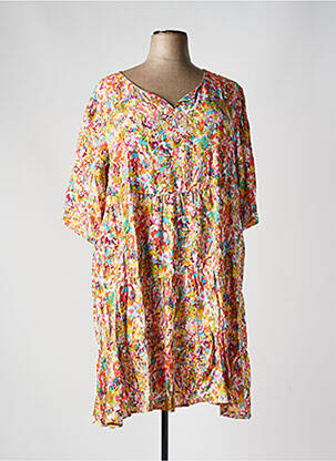 Robe mi-longue manches 3/4 manches 3/4 orange AGATHE & LOUISE femme