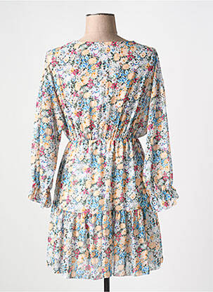 Robe courte coupe fluide manches longues bleu PINKA femme