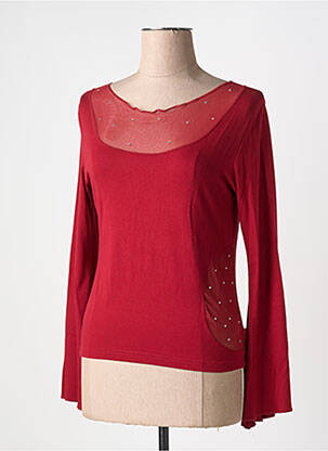 Top coupe cintrée manches longues rouge COTE ANGLAISE femme