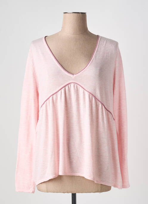 Pull col v manches longues rose WHY NOT femme