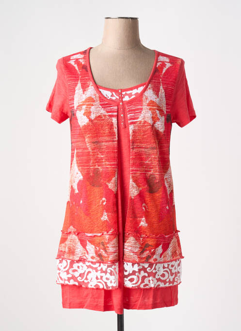 Tunique manches courtes rouge FRONT DE MER pour femme