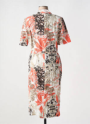 Robe mi-longue imprimé fantaisie manches courtes orange FRANCE RIVOIRE femme