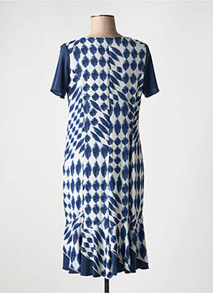 Robe mi-longue imprimé fantaisie manches courtes bleu GUY DUBOUIS femme