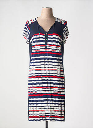 Robe mi-longue manches courtes manches courtes bleu GUY DUBOUIS femme