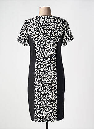 Robe mi-longue imprimé fantaisie manches courtes noir GUY DUBOUIS femme