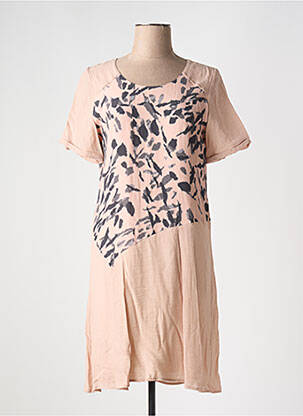 Robe mi-longue fermeture zippée au dos manches courtes rose MERI & ESCA femme