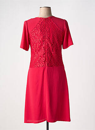 Robe mi-longue tissage crêpe manches courtes rouge GUY DUBOUIS femme