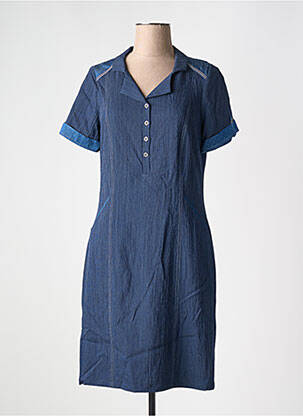 Robe mi-longue manches courtes manches courtes bleu GUY DUBOUIS femme