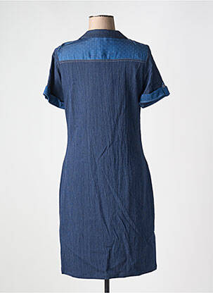 Robe mi-longue manches courtes manches courtes bleu GUY DUBOUIS femme