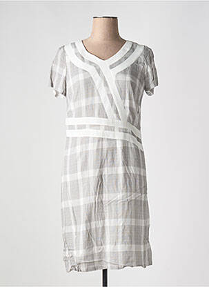 Robe mi-longue imprimé fantaisie manches courtes gris MERI & ESCA femme