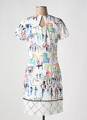 Robe mi-longue imprimé fantaisie manches courtes blanc MERI & ESCA femme