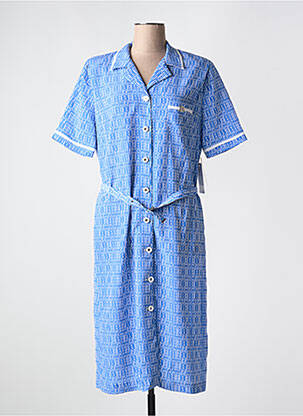 Robe mi-longue imprimé fantaisie manches courtes bleu GUY DUBOUIS femme