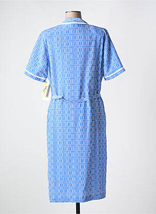 Robe mi-longue imprimé fantaisie manches courtes bleu GUY DUBOUIS femme