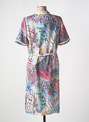 Robe mi-longue imprimé fantaisie manches courtes bleu GUY DUBOUIS femme