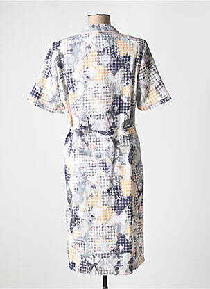 Robe mi-longue imprimé fantaisie manches courtes violet GUY DUBOUIS femme