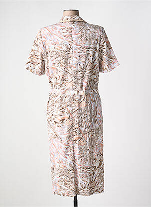 Robe mi-longue imprimé fantaisie manches courtes beige FRANCE RIVOIRE femme