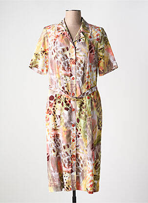 Robe mi-longue imprimé fantaisie manches courtes vert FRANCE RIVOIRE femme