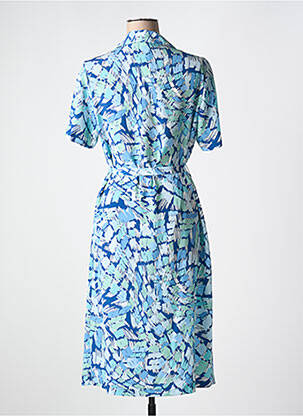 Robe mi-longue imprimé fantaisie manches courtes bleu FRANCE RIVOIRE femme
